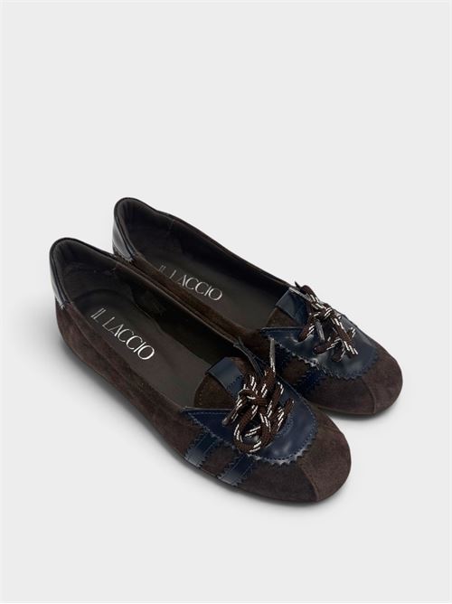 Ballerine camoscio abrasivato testa di moro e blu IL LACCIO | 94CAMOSCIO/ABRASIVATOT.MORO/BLU